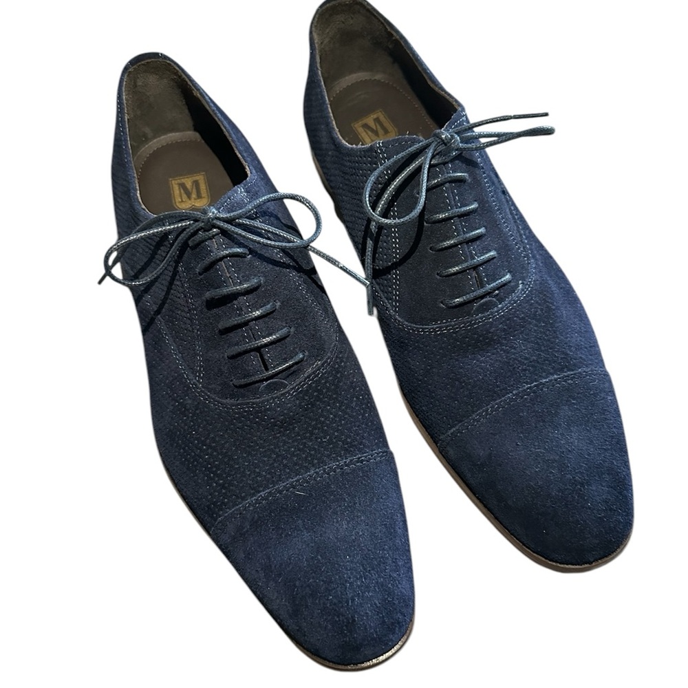 New Bruno Magli Blue suede material Oxford Shoes